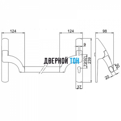 Механизм Анти-паник бар PD800FR-BAR чертеж