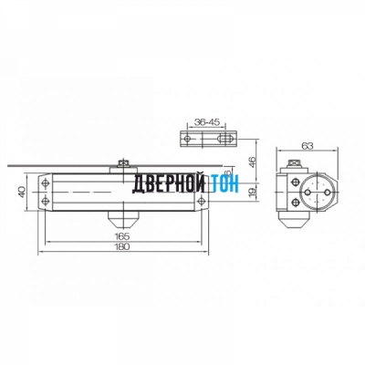 Дверной доводчик DL 77AL с тягой чертеж