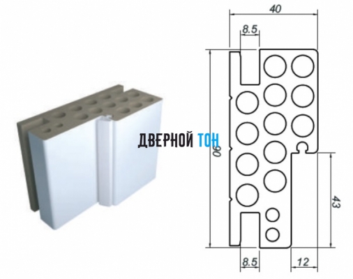 Дверная коробка 90 мм для пластиковых одностворчатых дверей Aquadoor