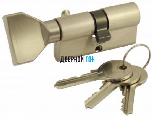 Цилиндр сечение 30х30 ключ/поворотник матовый никель