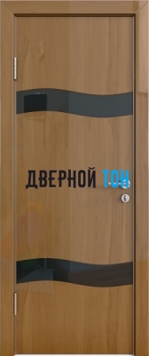 Гладкая дверь модель ДГ 503 глянец с алюминиевым торцом анегри темный стекло черное