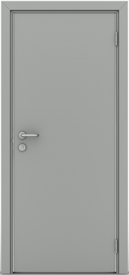 Гладкая пластиковая одностворчатая дверь POSEIDON серая с алюминиевыми торцами