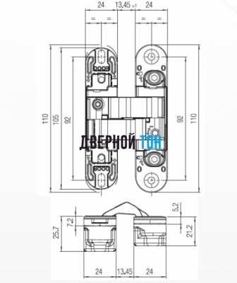 Петли скрытые Krona Koblenz Kubica K1000 чертеж