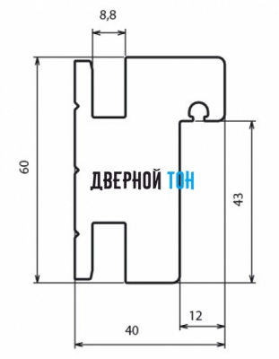 Дверная коробка для пластиковых одностворчатых дверей Aquadoor чертеж