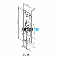 Ответная часть замка 2018/2014 для дверей без четверти 0045 чертеж