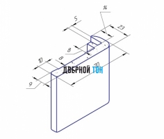 Наличник F-образный пластиковый вспененный ПВХ под дерево чертеж