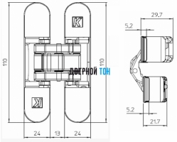 Петли скрытые Krona Koblenz AtomiKa K 8060 slim чертеж