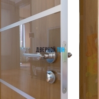 Гладкая дверь модель ДГ 505 глянец с алюминиевым торцом анегри темный