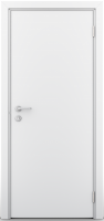 Гладкая пластиковая одностворчатая дверь POSEIDON белая с алюминиевыми торцами