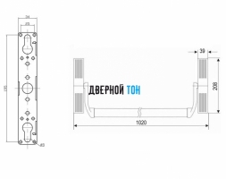 Система анти-паника в комплекте с противопожарным замком и штангой для двухстворчатых дверей для основного полотна чертеж