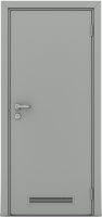 Гладкая пластиковая одностворчатая дверь POSEIDON серая с вент решеткой