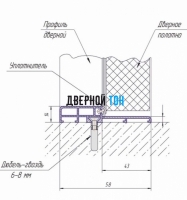 Алюминиевый порог для двухстворчатых дверей 58 мм чертеж