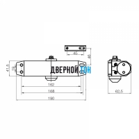 Дверной доводчик DL 77 white с тягой чертеж