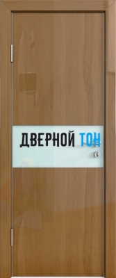 Гладкая дверь модель ДГ 501 глянец с алюминиевым торцом анегри темный стекло белое