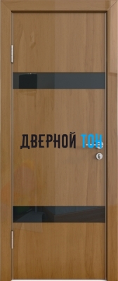 Гладкая дверь модель ДГ 502 глянец с алюминиевым торцом анегри темный стекло черное
