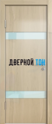 Гладкая дверь модель ДГ 502 глянец с алюминиевым торцом анегри светлый стекло белое