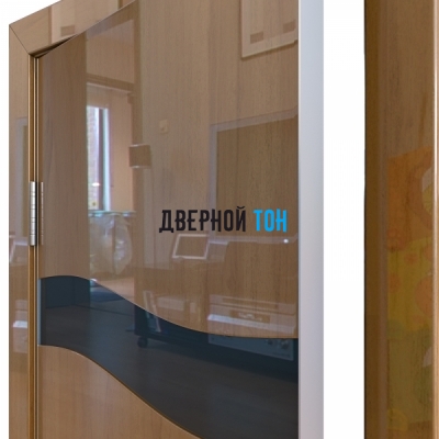 Гладкая дверь модель ДГ 503 глянец с алюминиевым торцом анегри темный стекло черное