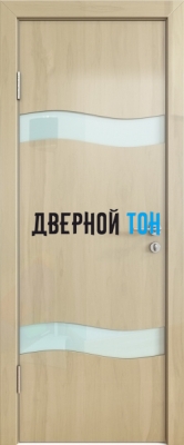 Гладкая дверь модель ДГ 503 глянец с алюминиевым торцом анегри светлый стекло белое