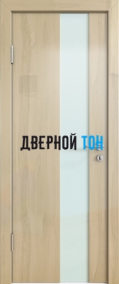 Гладкая дверь модель ДГ 504 глянец с алюминиевым торцом анегри светлый стекло белое