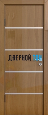 Гладкая дверь модель ДГ 505 глянец с алюминиевым торцом анегри темный