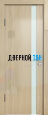 Гладкая дверь модель ДГ 507 глянец с алюминиевым торцом анегри светлый стекло белое