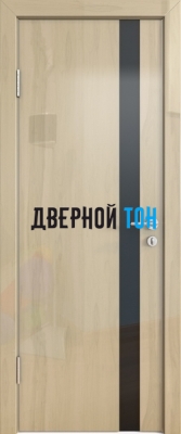Гладкая дверь модель ДГ 507 глянец с алюминиевым торцом анегри светлый стекло черное