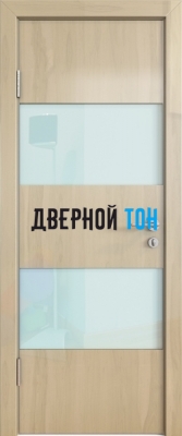 Гладкая дверь модель ДГ 508 глянец с алюминиевым торцом анегри светлый стекло белое