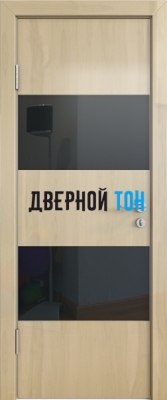 Гладкая дверь модель ДГ 508 глянец с алюминиевым торцом анегри светлый стекло черное
