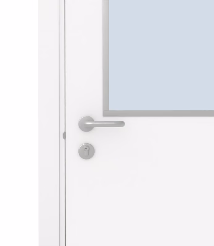 Дверь композитная Poseidon  одностворчатая Белый с остеклением №4