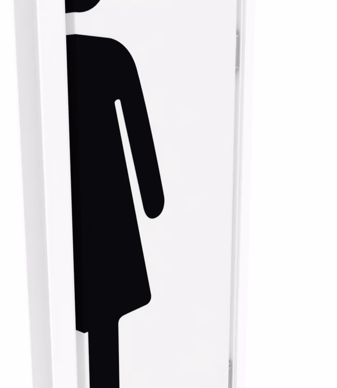 Дверь композитная Poseidon маятниковая одностворчатая Белый с вентиляционной решёткой с наклейкой WOMAN