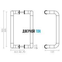 Ручка-скоба PH-25-25/300-INOX Fuaro чертеж