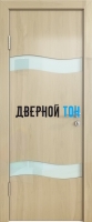 Гладкая дверь модель ДГ 503 глянец с алюминиевым торцом анегри светлый стекло белое