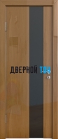 Гладкая дверь модель ДГ 504 глянец с алюминиевым торцом анегри темный стекло черное