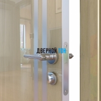 Гладкая дверь модель ДГ 506 глянец с алюминиевым торцом анегри светлый