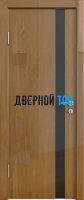 Гладкая дверь модель ДГ 507 глянец с алюминиевым торцом анегри темный стекло черное