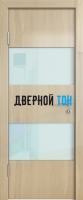 Гладкая дверь модель ДГ 508 глянец с алюминиевым торцом анегри светлый стекло белое