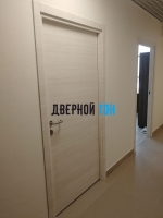 Гладкая дверь Капель с поперечным экошпоном серия ECO (телескопическая коробка) неаполь кремовый