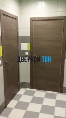 Гладкая дверь Капель с поперечным экошпоном серия ECO (телескопическая коробка) неаполь серый