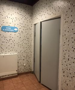 Композитная влагостойкая маятниковая дверь Aquadoor RAL 7035 для душевых