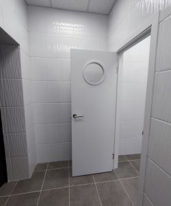 Пластиковая гладкая белая дверь Aquadoor с иллюминатором