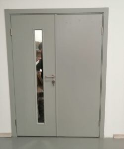 Влагостойкая дверь Aquadoor RAL 7035 двухстворчатая со стеклом
